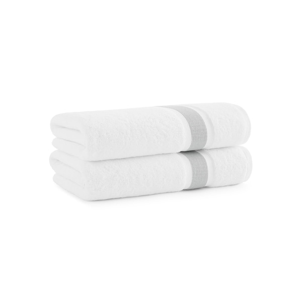 Monarch Brands Aegean Recycled Bath Towels 30in x 60in - Stripe, Light Gray, 2PK P-BT-RT-3060-LG - main